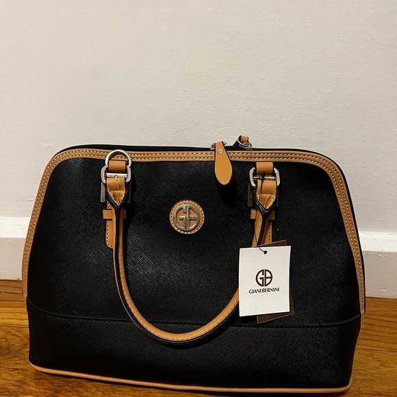 Giani Bernini Handbags - Giani Bernini Black and Tan Satchel